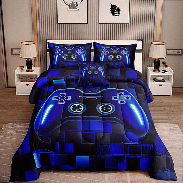 5 Pieces Bed in A Bag Gamer Bedding Set for Boys Gaming Comforters Set,Gamer...