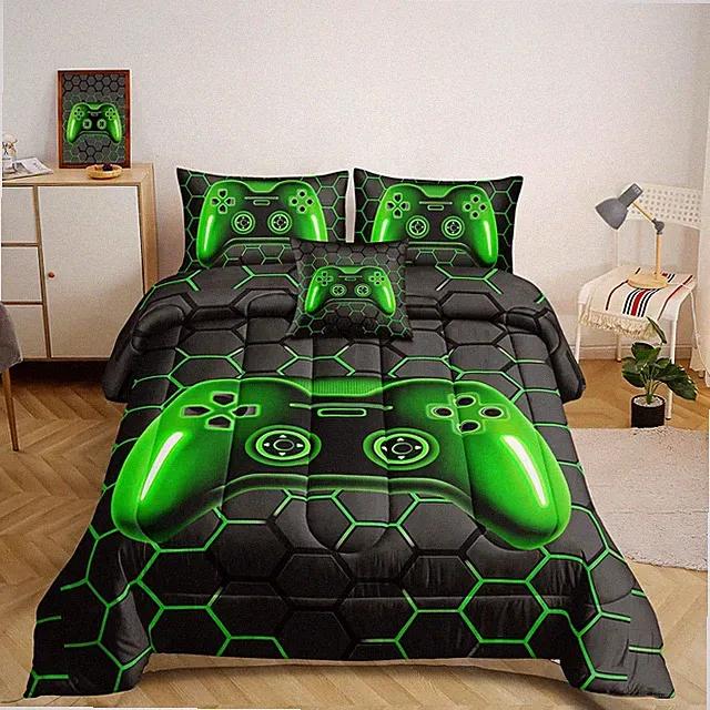 5 Pieces Bed in a Bag Gamer Bedding Set for Boys Kids Adult Gaming Comforters Se