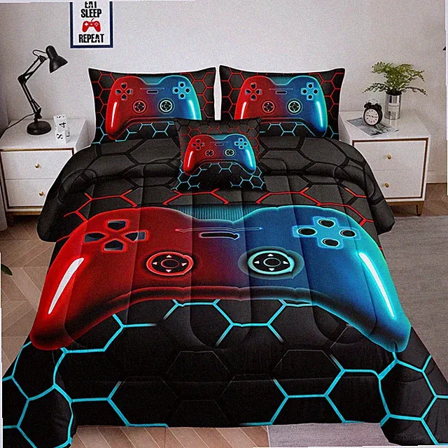 6 Pieces Bed In A Bag For Boys Sets Full Sizegamer Comforter Kids Gaming Set Roo