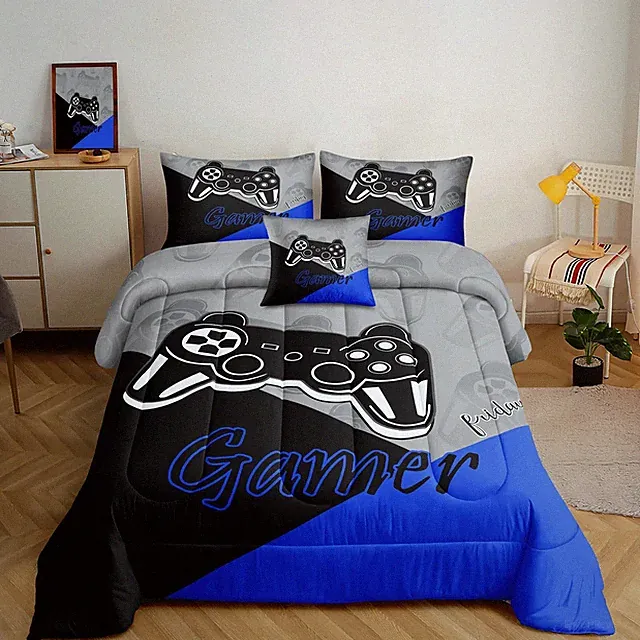 6 Pieces Bed In A Bag Gamer Bedding Set For Boys Kids Adult Gaming Comforters Se