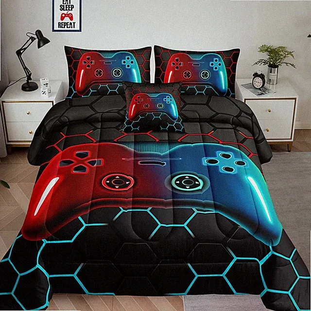 6pc Gaming Comforter Set Full Size Boys Bedding