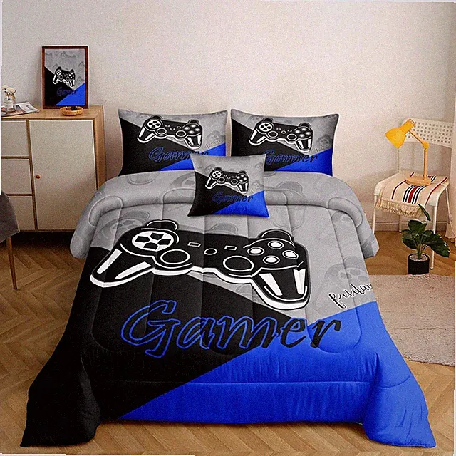 Gamer Bed in a Bag Set for Boys - Twin Comforter, Sheets & Pillowcase