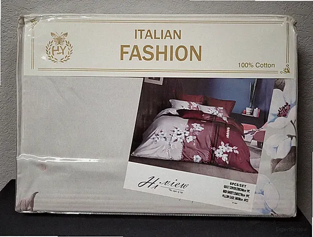 Italian Fashion Queen Size Duvet Cover Set 6 Pcs Design #HY-889 Red/Gray Floral