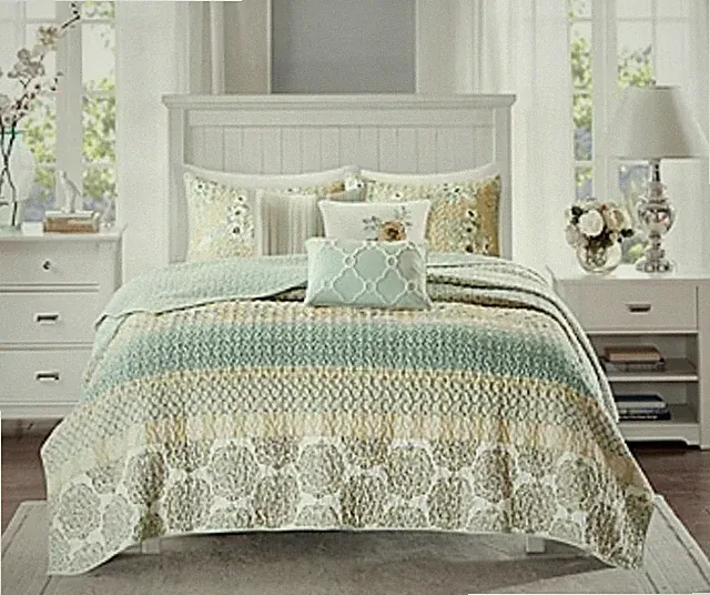 Madison Park 6 Piece Coverlet Set Cotton Full/Queen Size Felicity