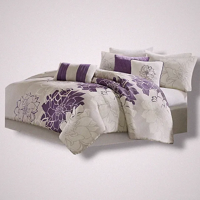 Madison Park Gray/Purple Lola Floral 6-Pc. Duvet Cover Set, Full/Queen