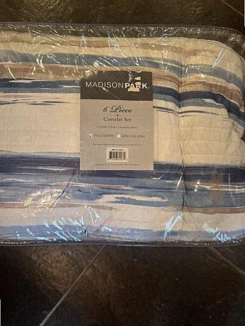 Madison Park Marina 6 Piece Quilted Coverlet Set, Full/Queen - Blue