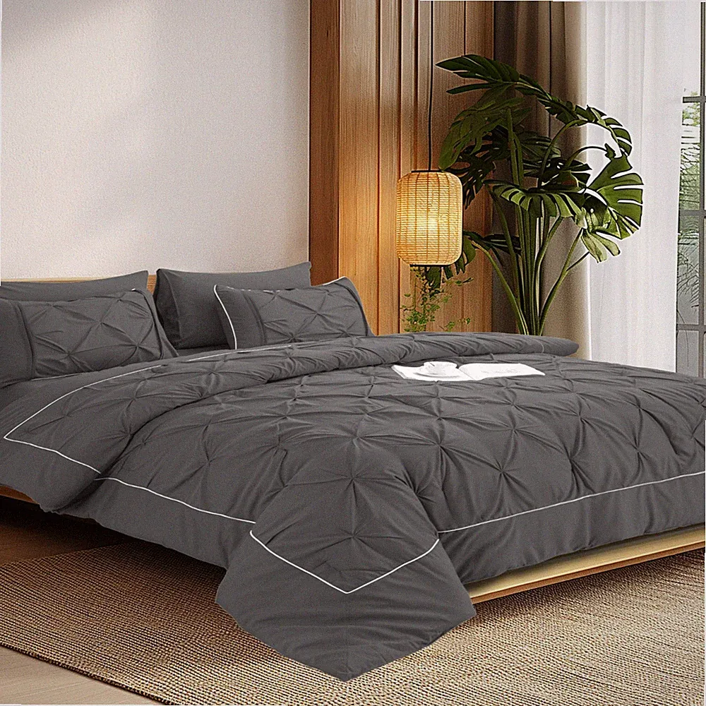 Queen Comforter Set - Bed in a Bag Queen 6/8 Pieces Bedding Sets Grey/Navy Bed