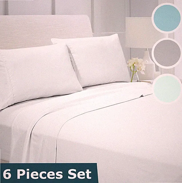 Ultra Soft Deluxe 6 Piece Deep Pocket Bed Sheet Set Wrinkle Free